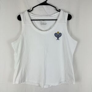 T By Talbots Size XL Tank Embroidered Tennis Rackets UPF 50